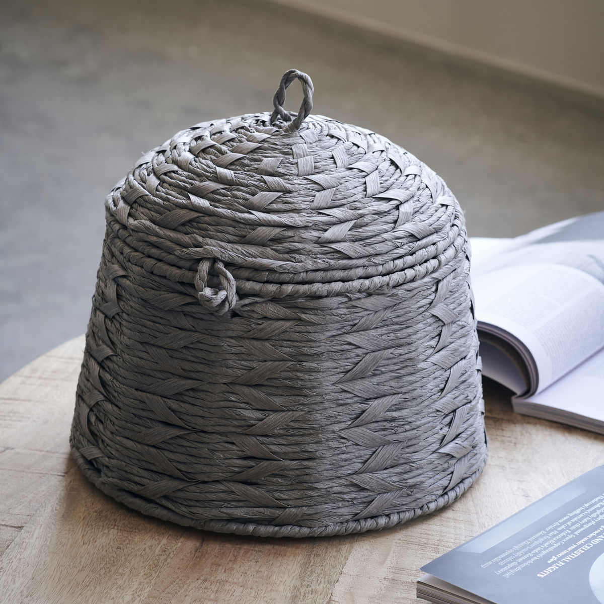 Basket W Lid Reve Grey Etageinredning
