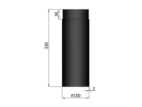 TermaTech Rökrör Ø150 mm – Längd 330 mm Svart