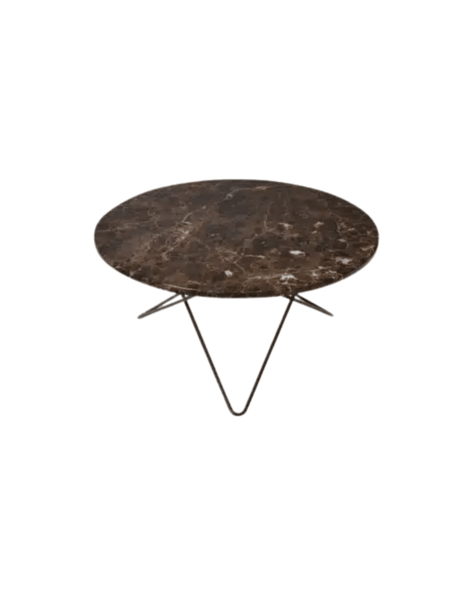 OX Denmarq O table, Svartlackat stativ Brun marmor H40 Ø80
