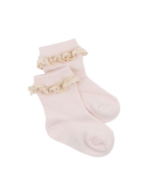 Strumpor med spetskant Lace - Pink 12-24m/22-24