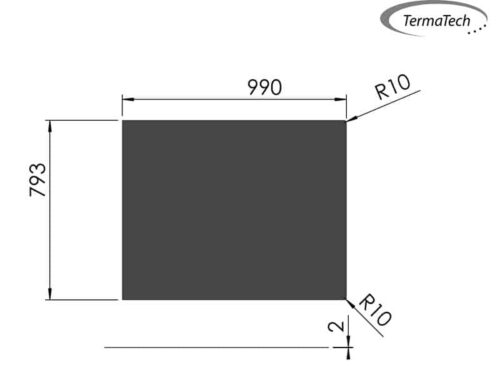 TermaTech Golvplatta Fyrkant 800x1000 (793x990mm) 2 rundade hörn R10mm