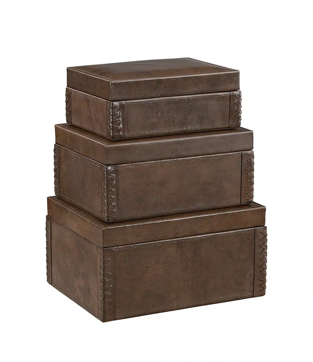 Artwood Mendoza Förvaringslådor 3-set brunt läder