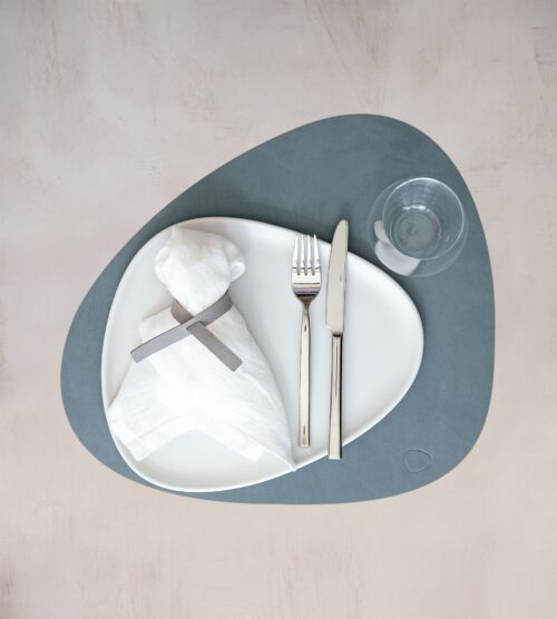 Table Mat Curve L Leather Nupo Light Blue