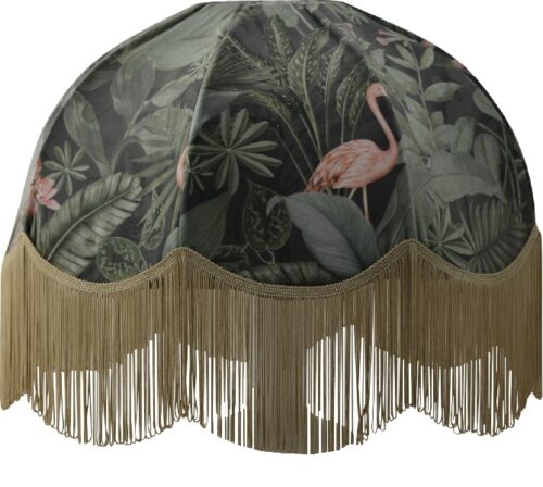Flamingo Jungle Lampskärm Guldfrans