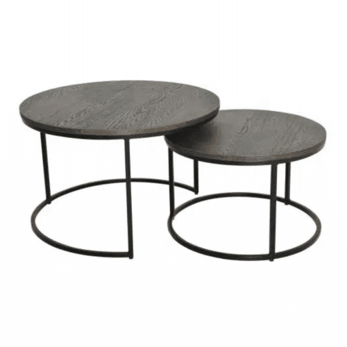 Sidobord 2-Set Runt Mörkbrunt