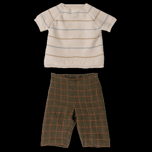 Maileg Rutiga Byxor Med Stickad Tröja Storlek 5