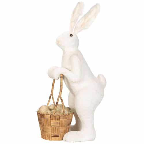Hare Med Korg Vit Stor