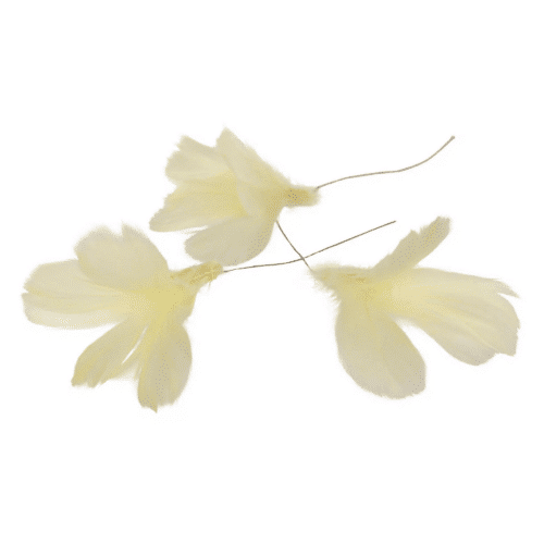 Fjäder Trådad Blom Ljusgul 12st