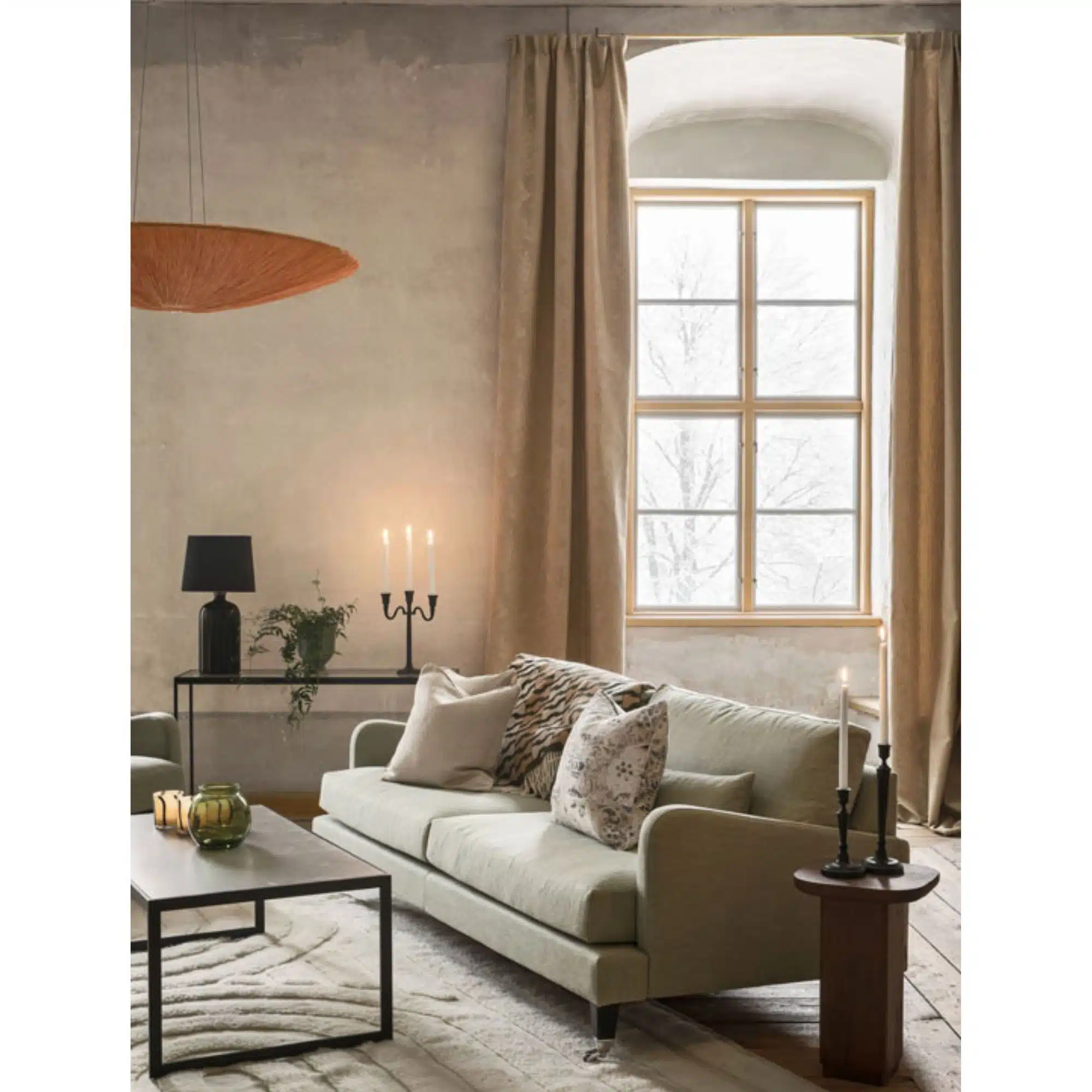 Englesson Soffa Belmont 3-Sits  Grön - Prisklass 1 Colourwash 21-pesto ben dark oak chrome - Bild 3