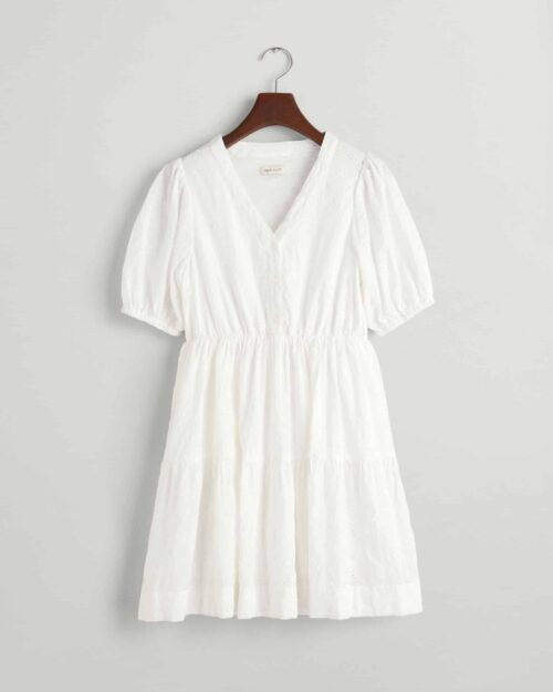 Teen Girls Klänning Med Broderie Anglaise - Vit 134/140