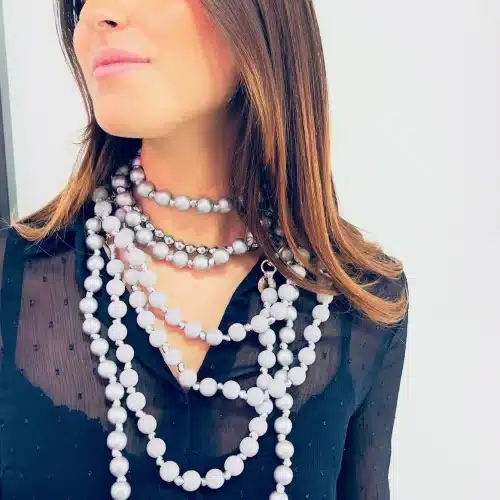 Mobilhalsband Olivia Wood Vit