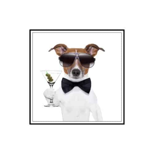 Tavla Hund med en dry martini 30x30 cm