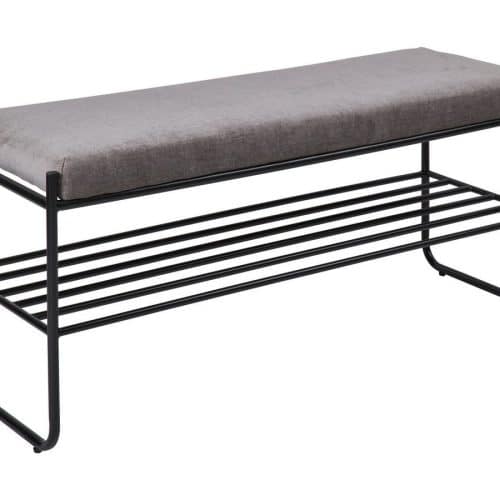 BLONVILLE Bänk med hylla, grå textil