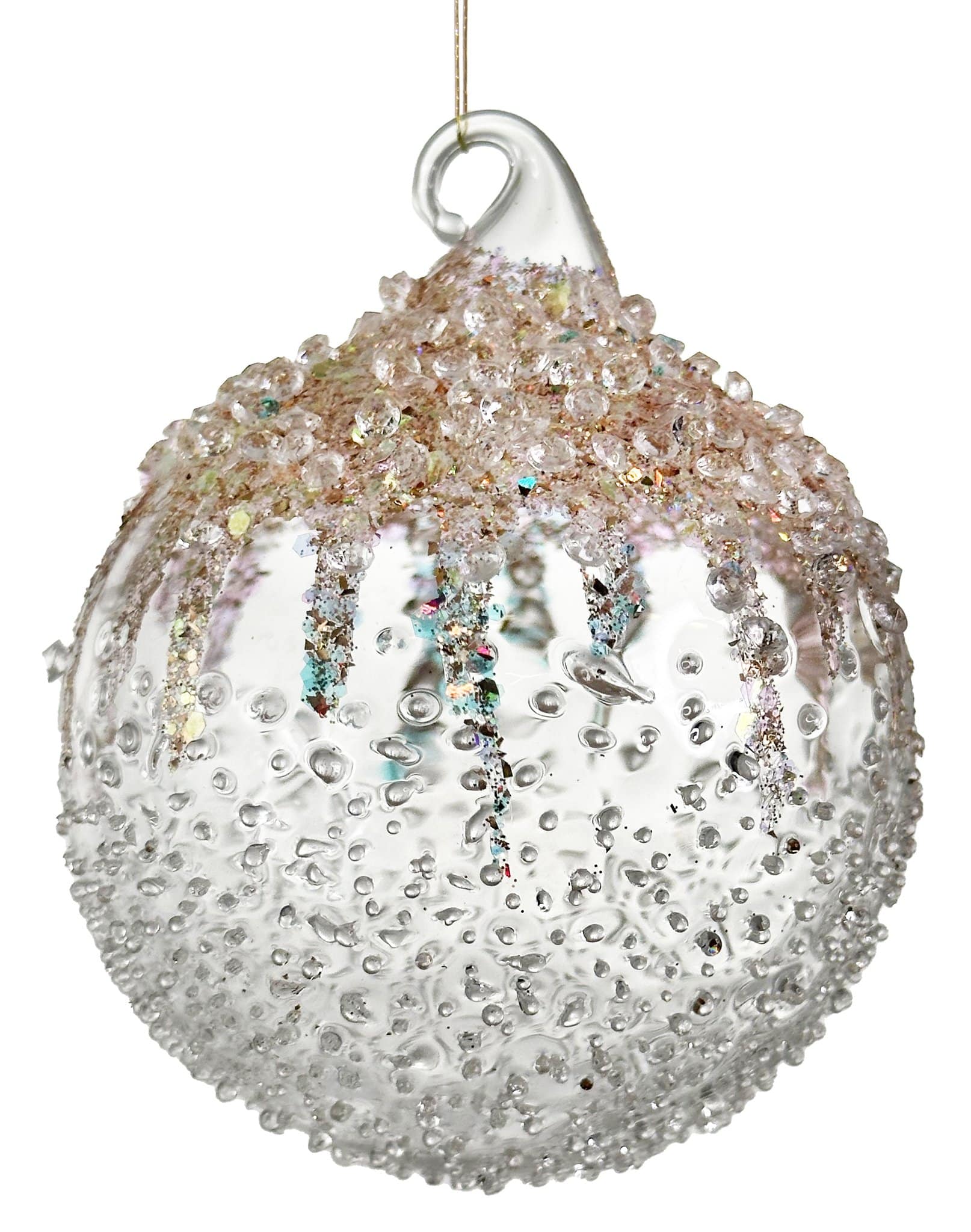 Julkula Glas Glitter is med pärlor 8cm