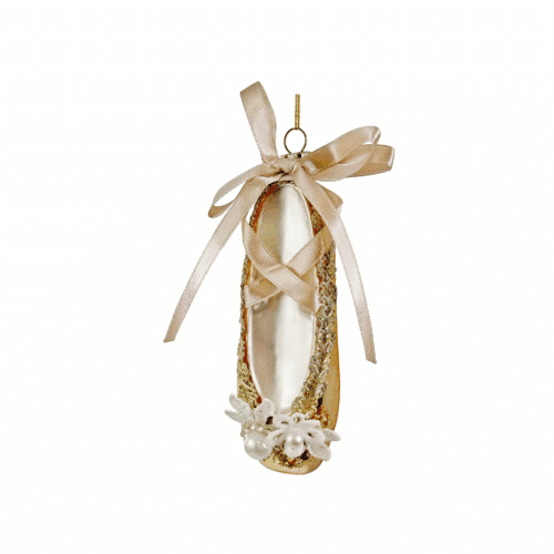 Dekoration Balettsko i Glas Guld 10,5cm