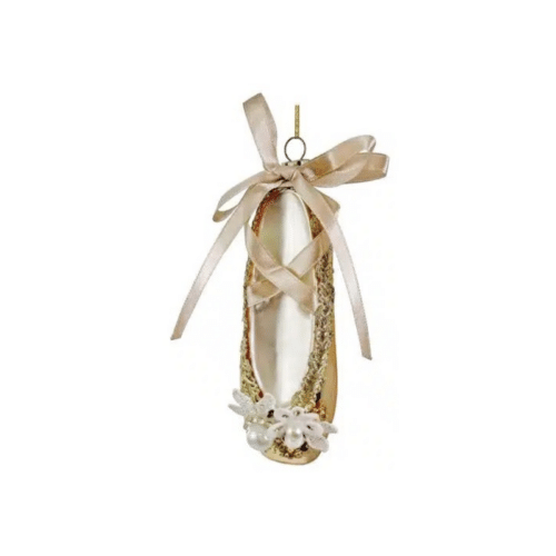 Dekoration Balettsko i Glas Guld 13cm