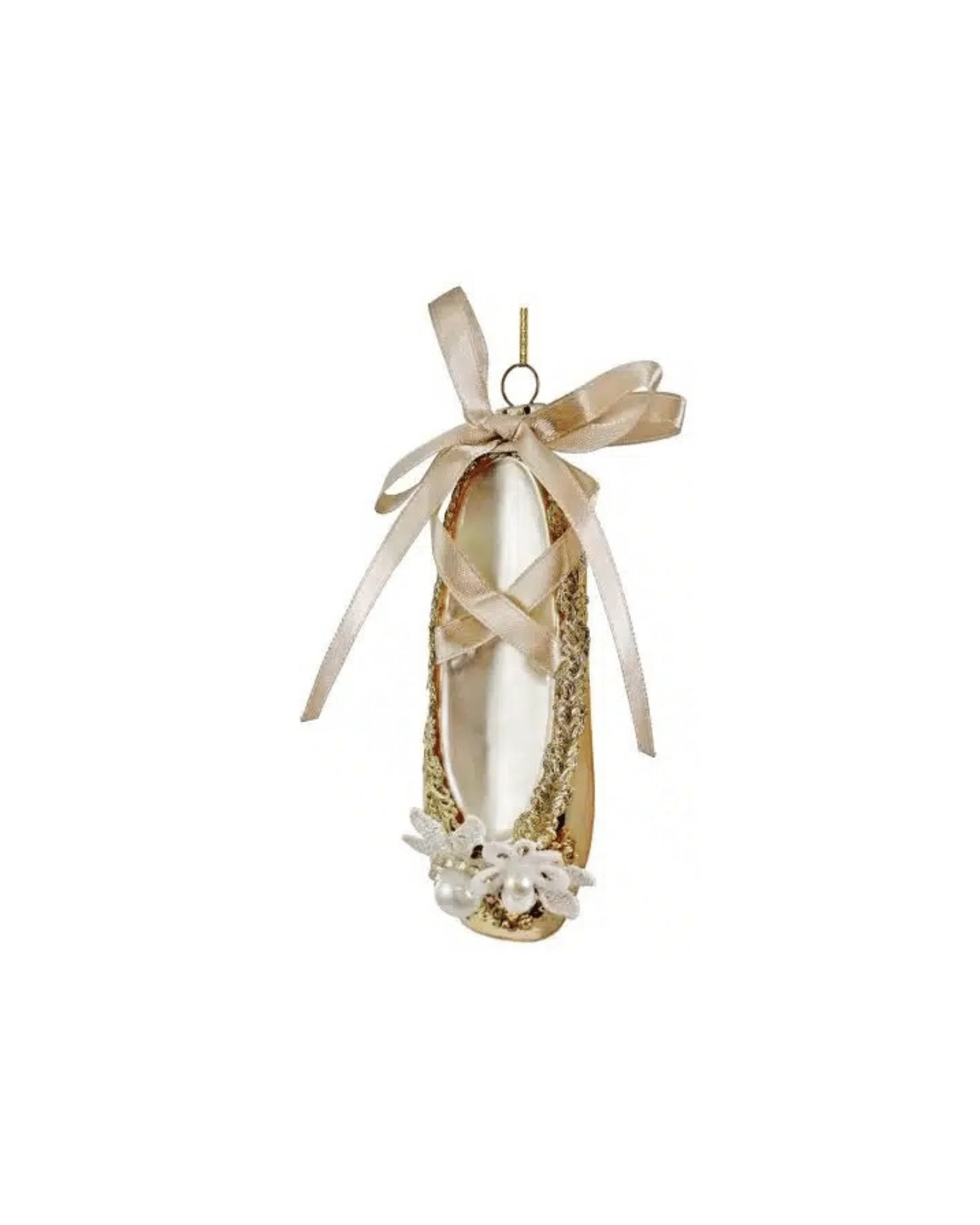 Dekoration Balettsko i Glas Guld 13cm