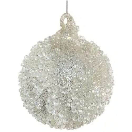 Julkula Glas Klar Silverpärla Glitter utsida 8cm