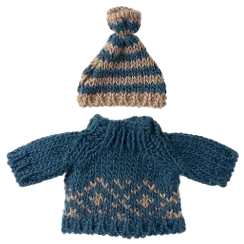 Maileg Stickad tröja och mössa, pappa mus