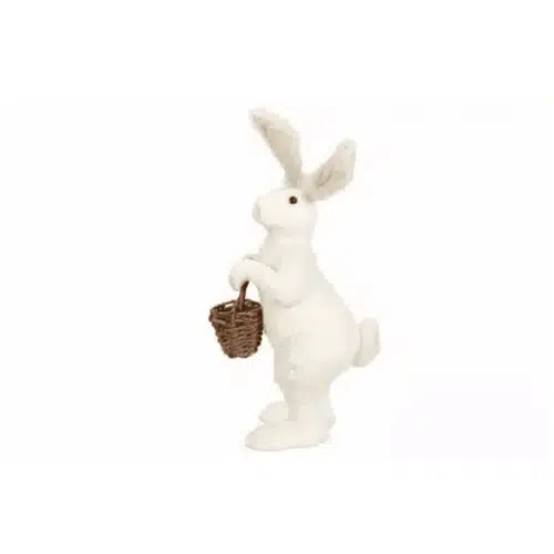 Hare med Korg Vit – golvdekoration 71 cm