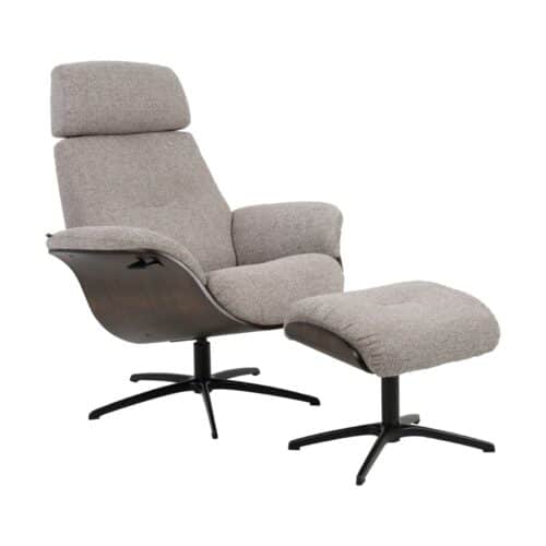 Hellegjerde Fåtölj Falcon med pall ljusgrå