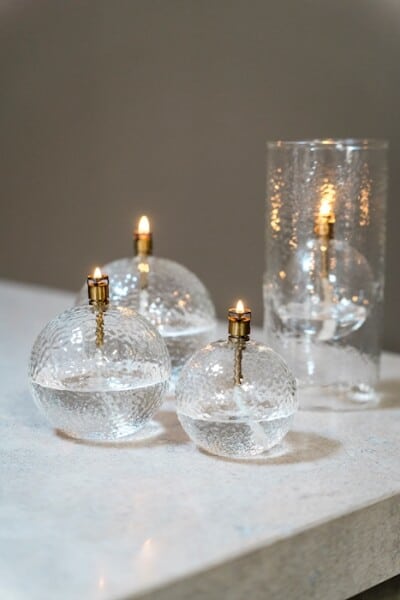 Peri Living Oljelampa hamrat glas rund - mässing Medium 11cm - Bild 3