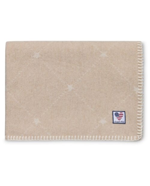 Lexington Icons babypläd med signaturstjärna i återvunnen ull, beige