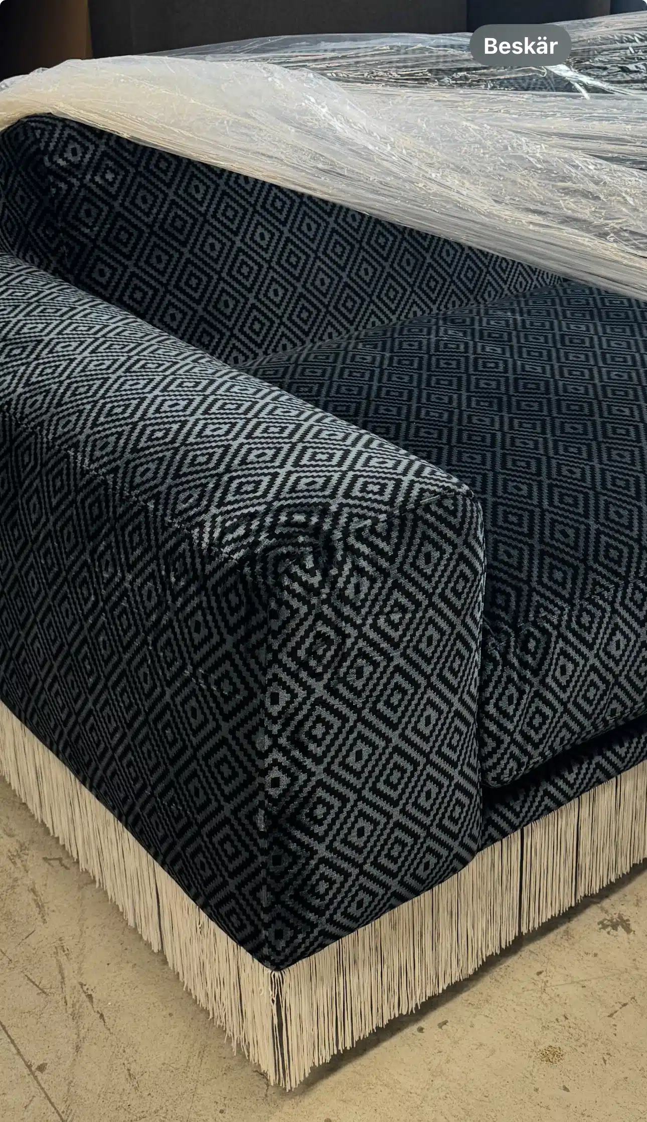 Walter Soffa blå med fransar