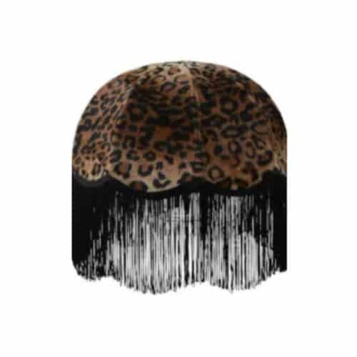 Lampskärm Leopard Päls med svart frans