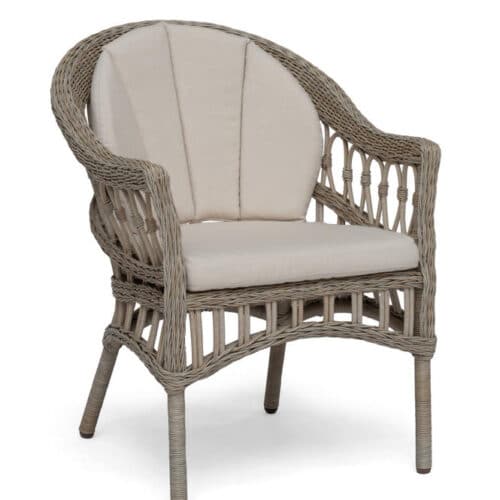 Fjäderö fåtölj i gråbeige konstrotting