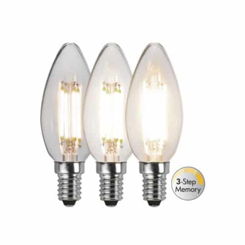 Star Trading LED-LAMPA E14 C35 CLEAR 3-STEP MEMORY