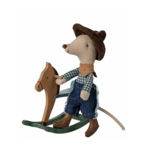 Maileg Cowboymus på gunghäst Lillebror