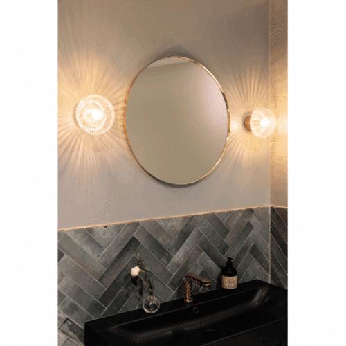 Globen Lighting Vägglampa/Plafond Fungo 16 IP44 – Klar/borstad mässing