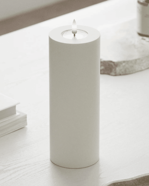 Deluxe Homeart LED Blockljus Ø 7,5 x 20cm vit