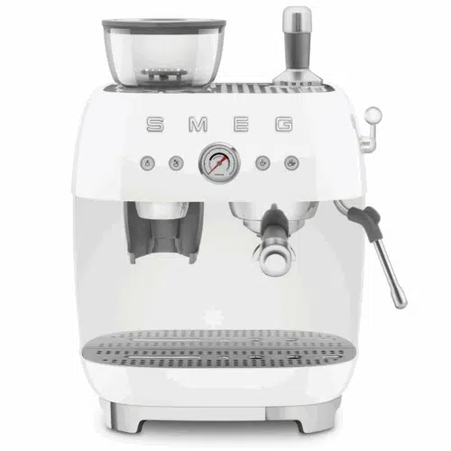 Manuell Kaffemaskin med Kaffekvarn Vit Högblank – 50's Style