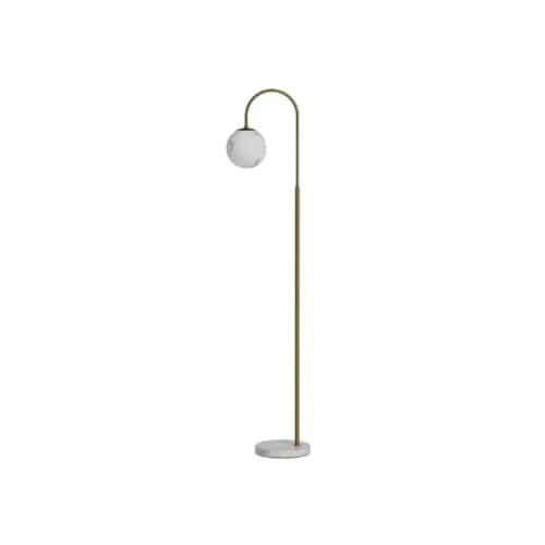 By Rydéns Bellagio golvlampa mässing och vit glasglob H163 cm