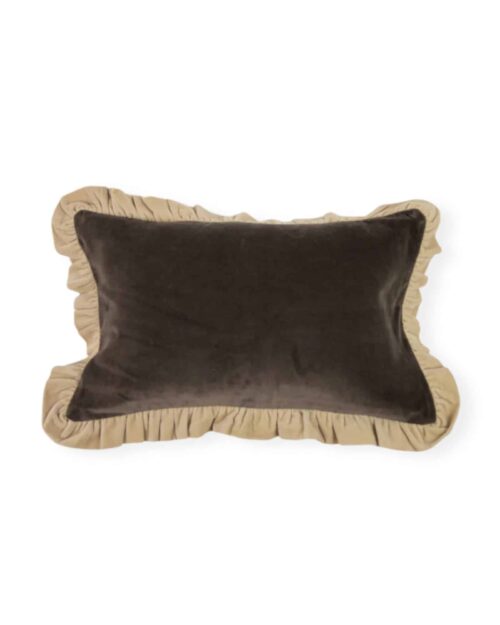 Doris kuddfodral 30×50 i mörk taupe/benvit