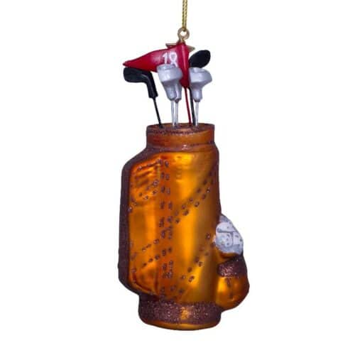 Ornamentglas brun golfbag H15cm