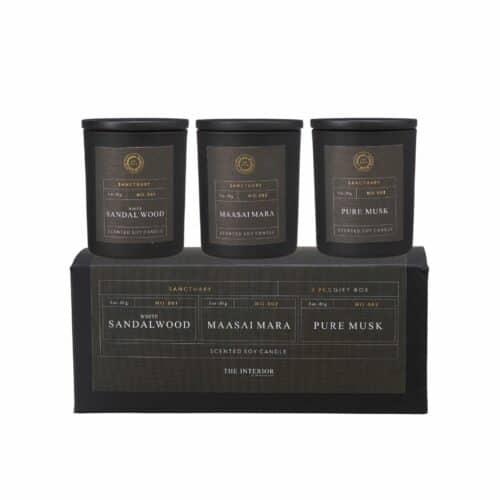 YASU Doftljus 3‑pack White Sandalwood, Maasai Mara, Pure Musk
