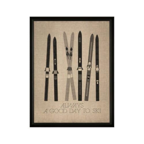Tavla A Good Day to Ski med svart ram 35 X 45cm