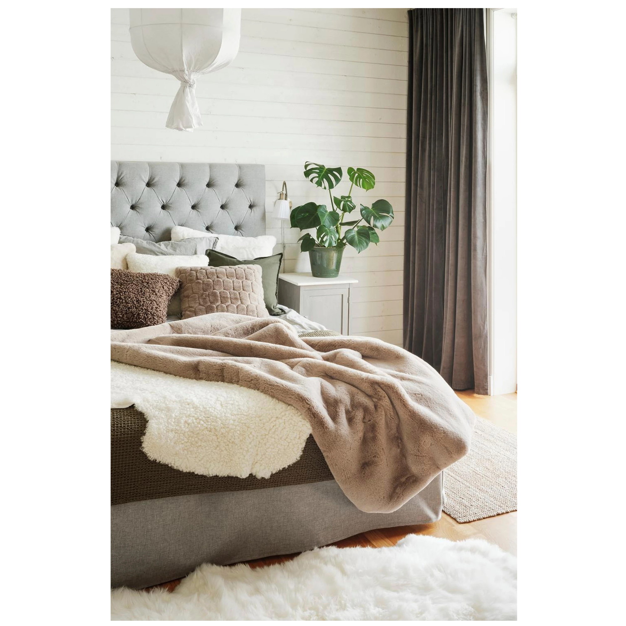 Fluffy Pläd – Fuskpäls, Beige - Bild 3