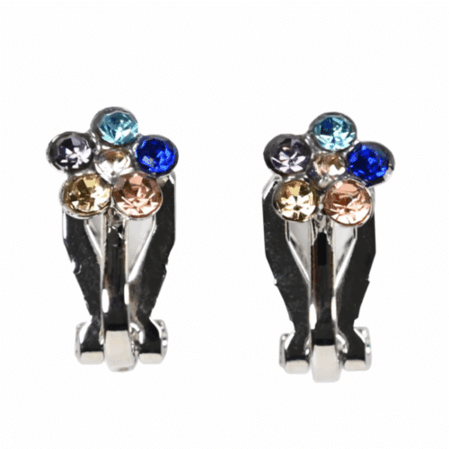 Örhängesclips Busy Lizzie Blommor med Strass Multifärgade