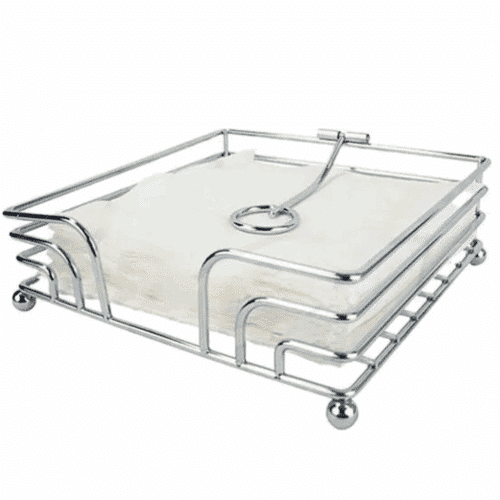 Servetthållare i blankt stål med stilren design – kompakt modell som passar alla typer av dukningar.