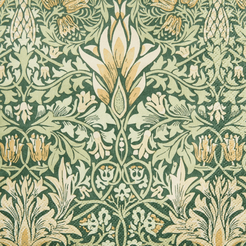 Servett William Morris Snakeshead Green med klassiskt grönt mönster, 33x33 cm – elegant och tidlös design för lunchdukning.