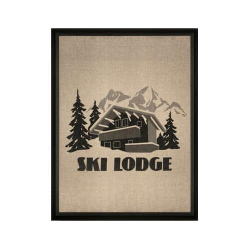Tavla Ski Lodge med svart ram 35 X 45cm