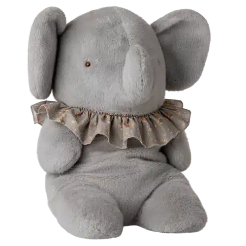 Maileg Elefant Stor – Blå/Grå med krage
