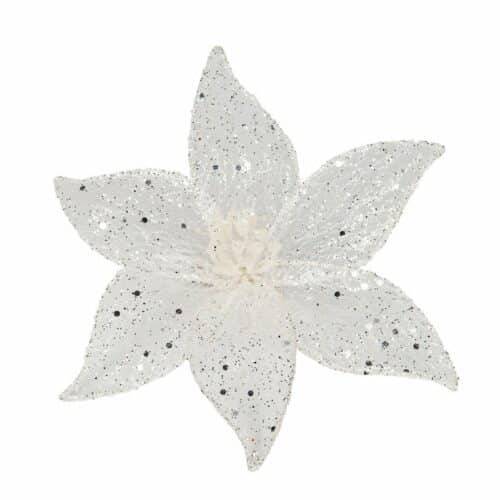 Blomma glitter vit Clip 21x6cm