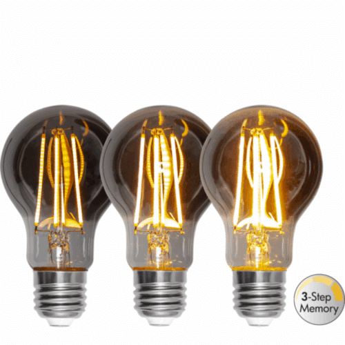 Star Trading Led-lampa E27 A60 Soft glow smoke 3-step memory