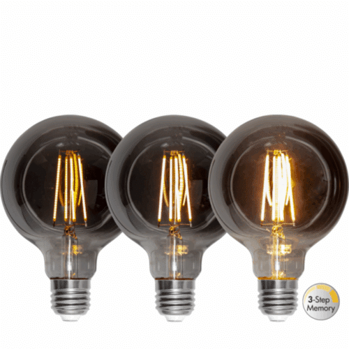 Star Trading Led-lampa E27 G95 Soft Glow Smoke 3-step memory