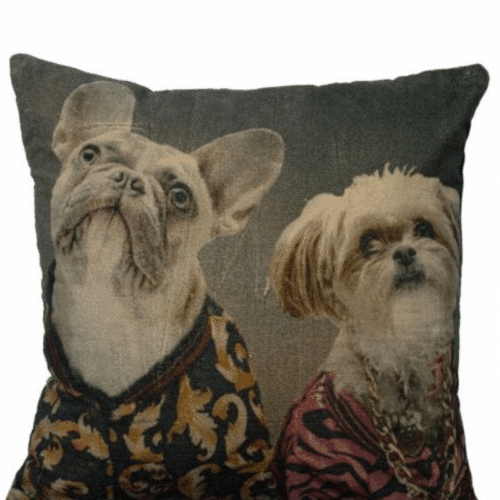 Kudde Velvet Preppy Dogs 45x45 cm – Multifärgad